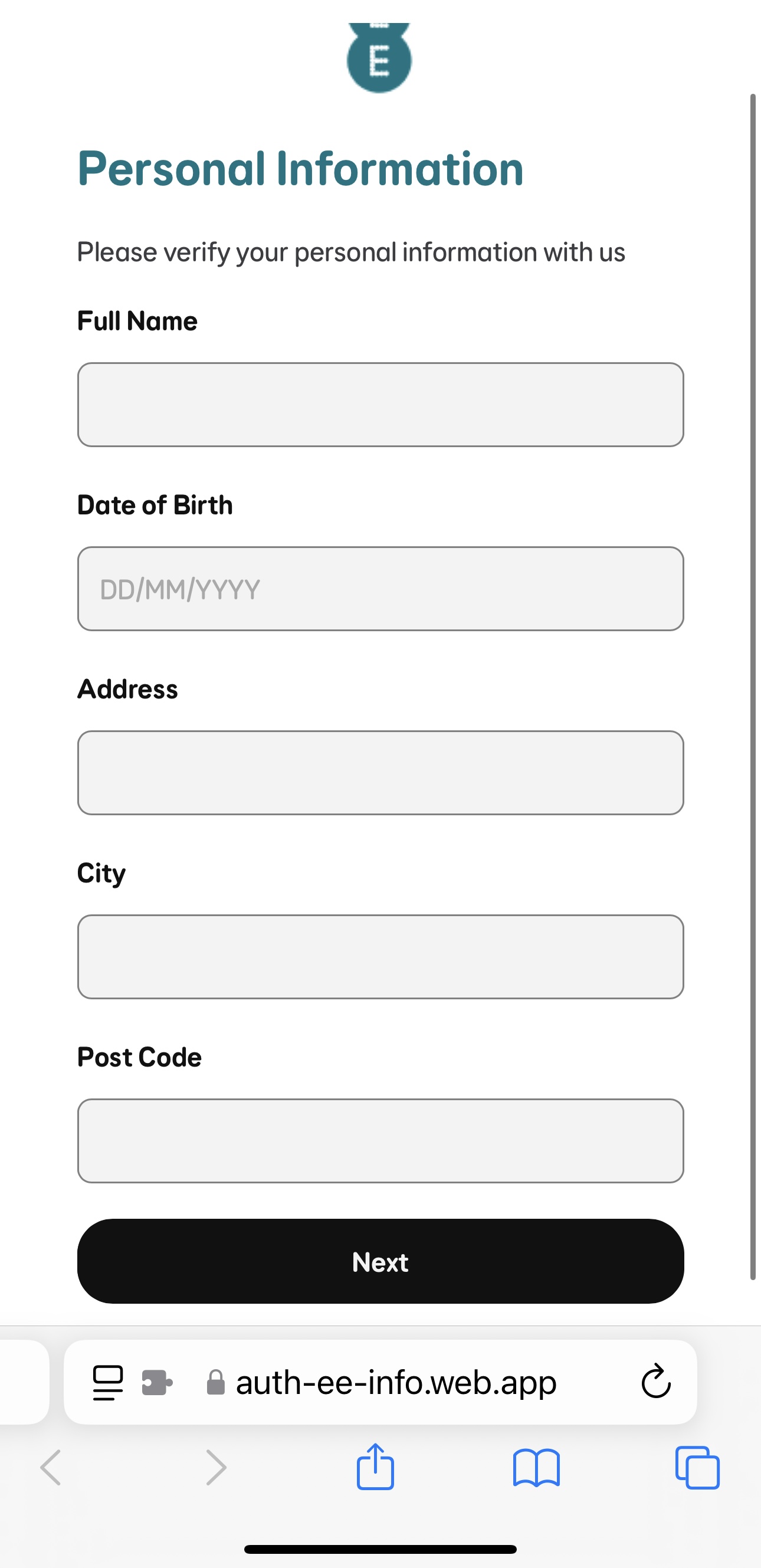 Personal Details requested