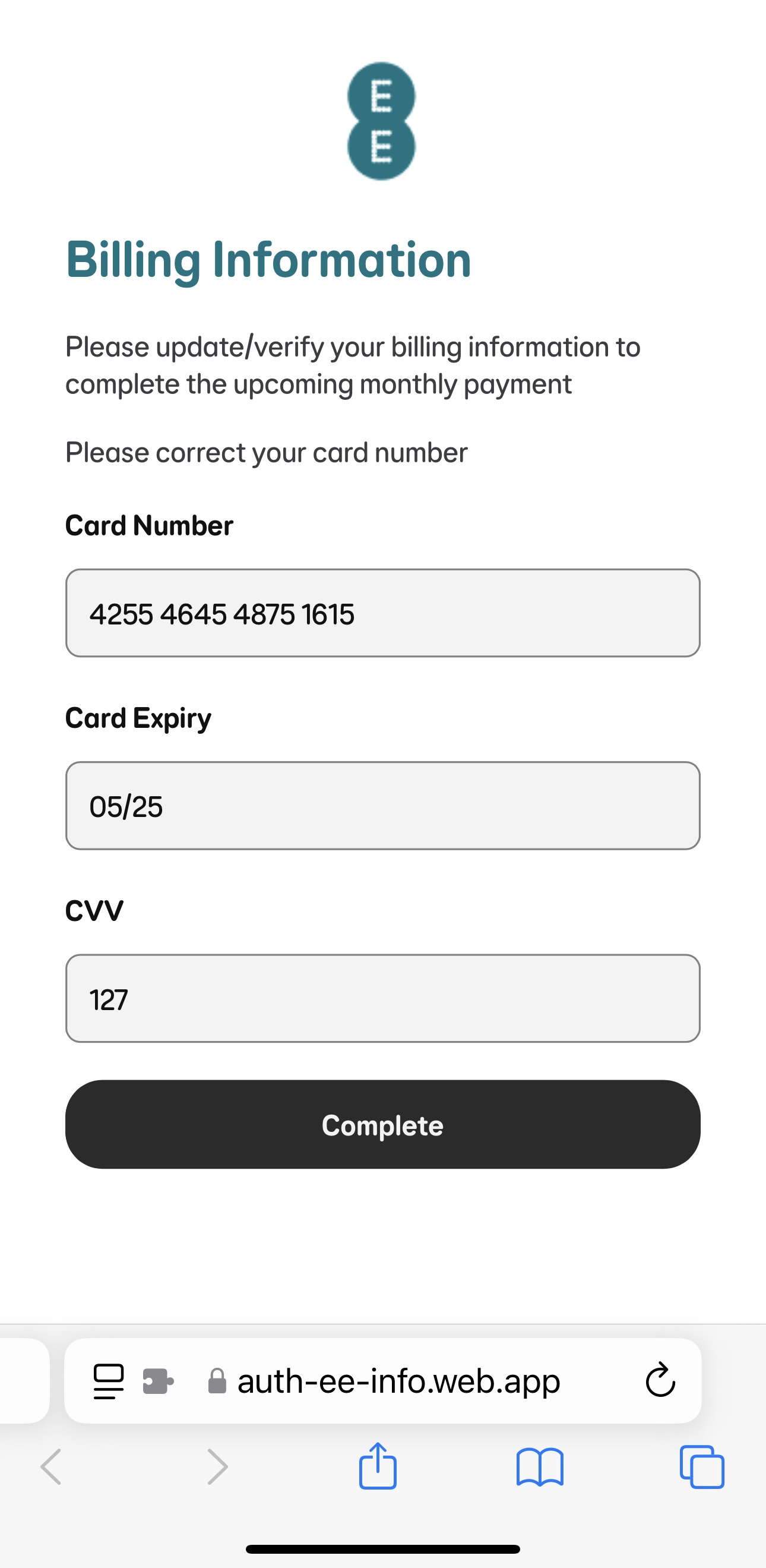 Payment Details Requested