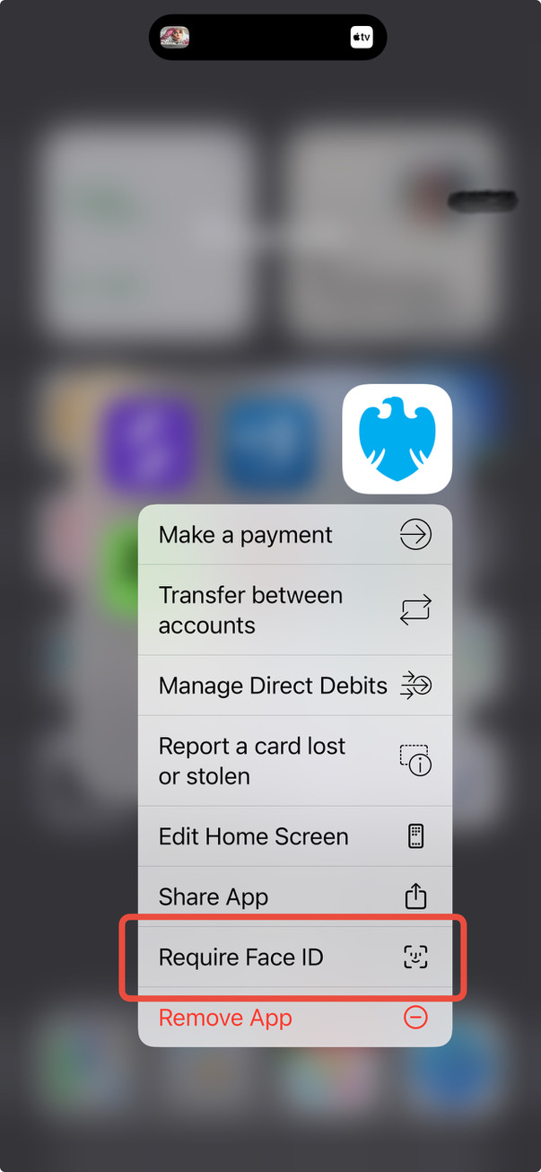 showing screenshot of setting AppLock on a banking app